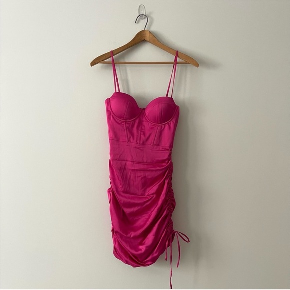 Oh Polly Timeless Ruched Satin Mini Dress - Picture 2 of 8